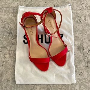SCHUTZ Enida 2 Heel in Club Red. Size USA 8, EUR 39